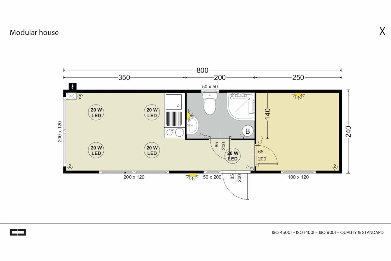 Plan officiel Studio Dracula 19,2m² — Modular House